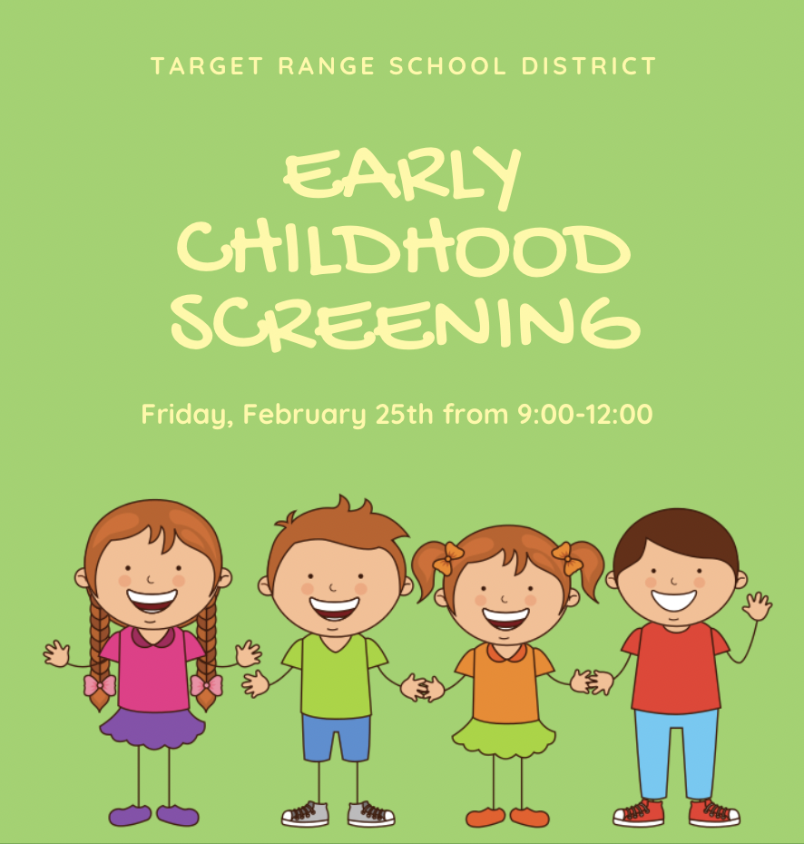 Image of words early childhood screening and clipart children