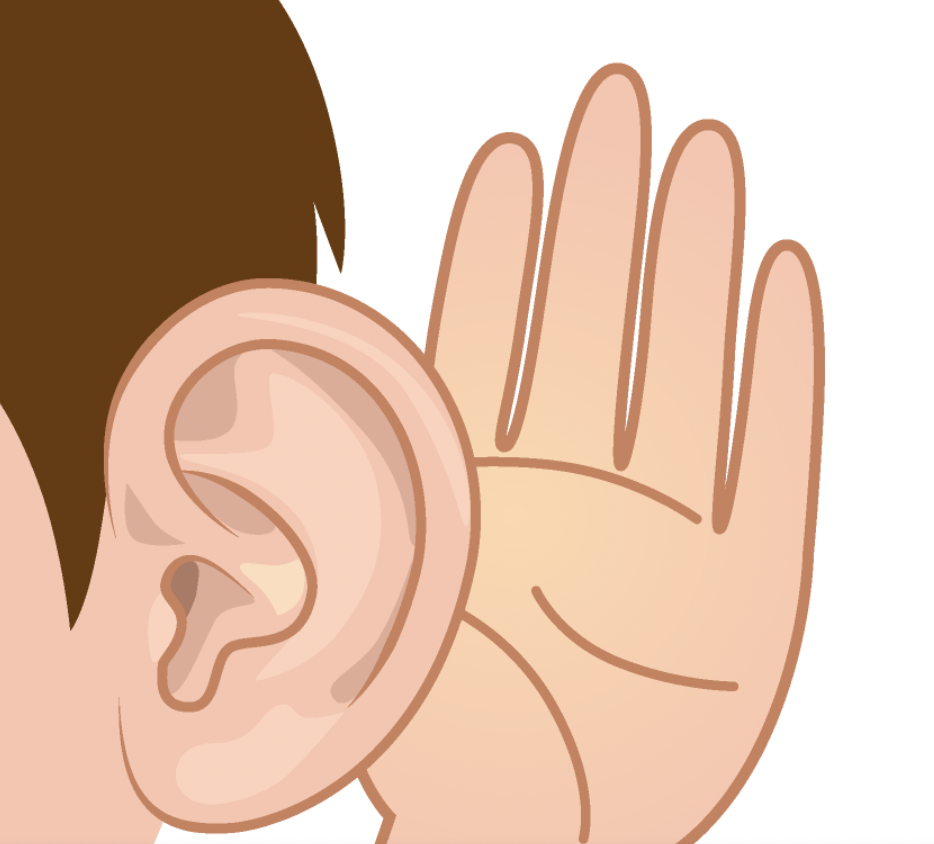 clipart image of ear with hand demonstrating the act of listening