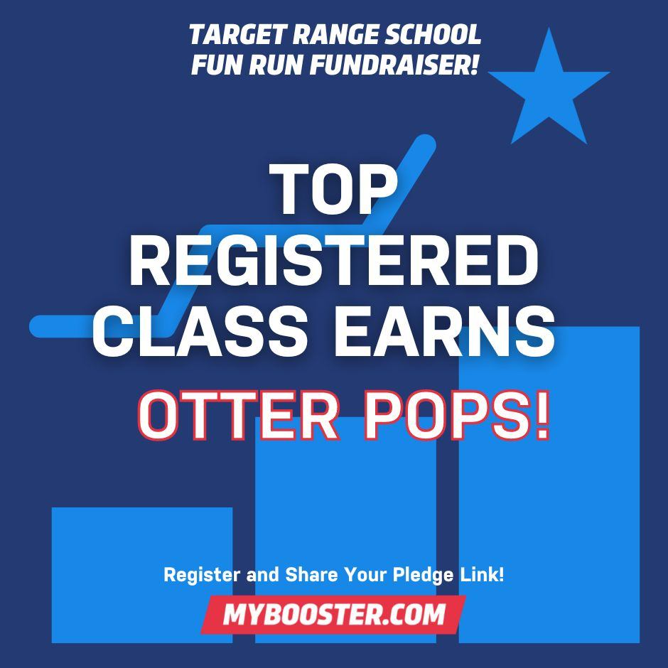 Jogathon fundraiser infographic with words top registered class earns otter pops